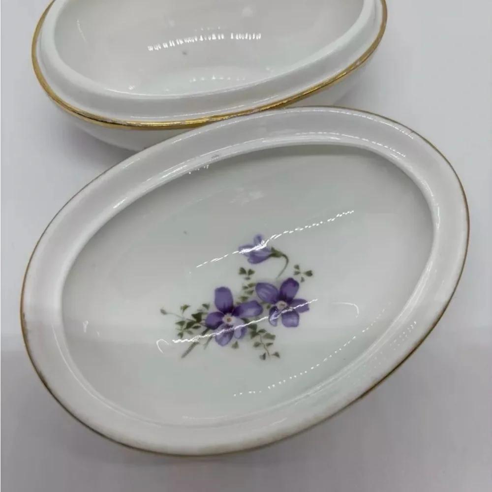 Vintage Hammersley Victorian Violets Egg Trinket Box - Picture 2 of 4
